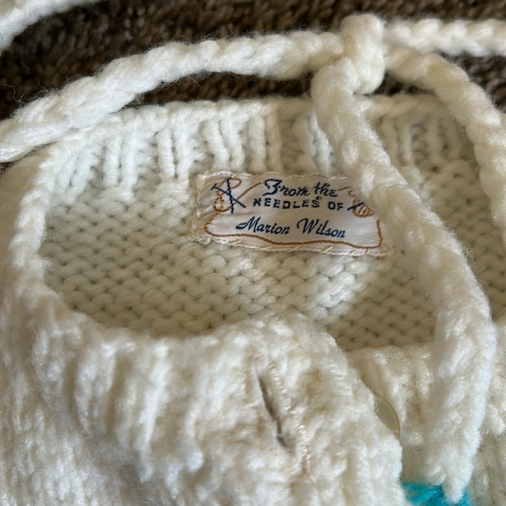 Vintage Knitted Baby Sweater and Hat - Picture 2 of 4